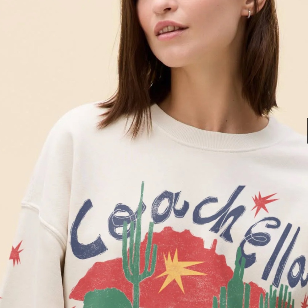 Newerant! Coachella Sweatshirt in Cream—Mint🇺🇸